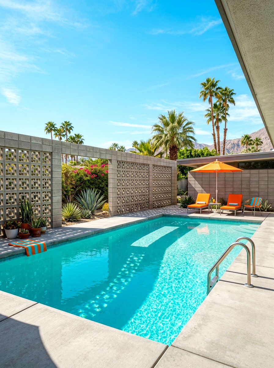 Concrete Breezeway Blocks - 30 poolside privacy screen ideas