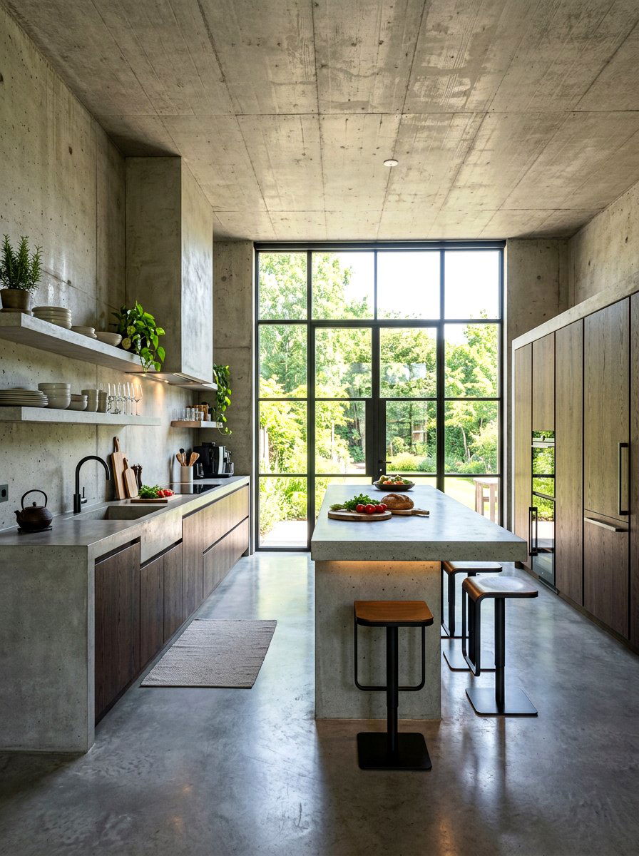 Concrete Brutalist Kitchen - 30 collected kitchen aesthetic ideas