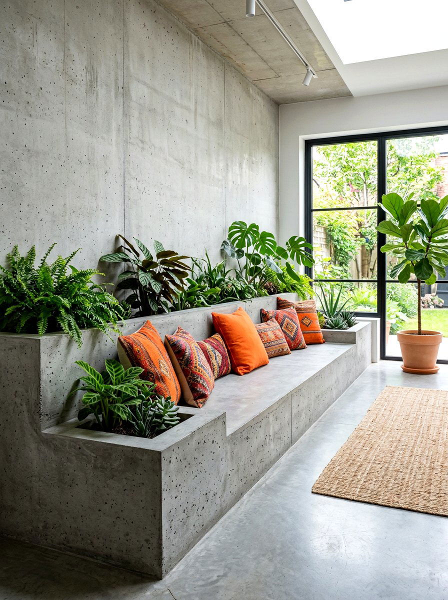 Concrete Built In Bench - 30 poolside lounge ideas