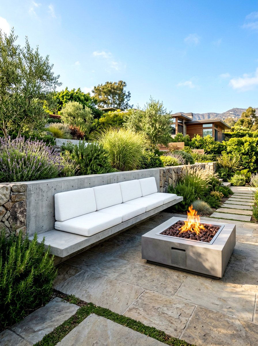Concrete Built In Bench - 30 modern backyard ideas