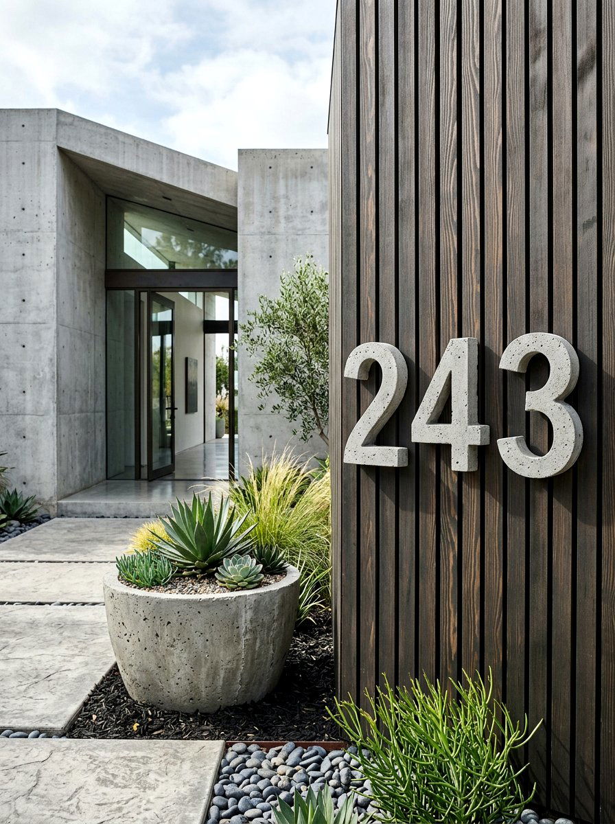 Concrete Cast House Numbers - 30 house numbers curb appeal ideas