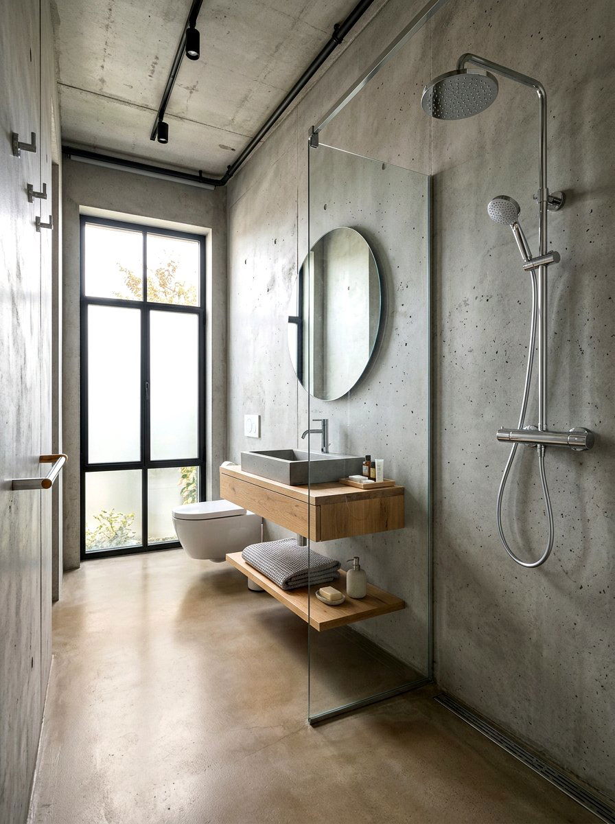 Concrete Chrome Bathroom - 30 chrome bathroom ideas