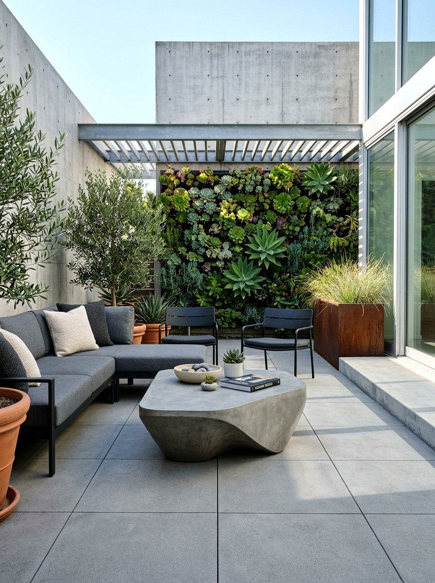 Concrete Coffee Table - 30 courtyard patio furniture ideas