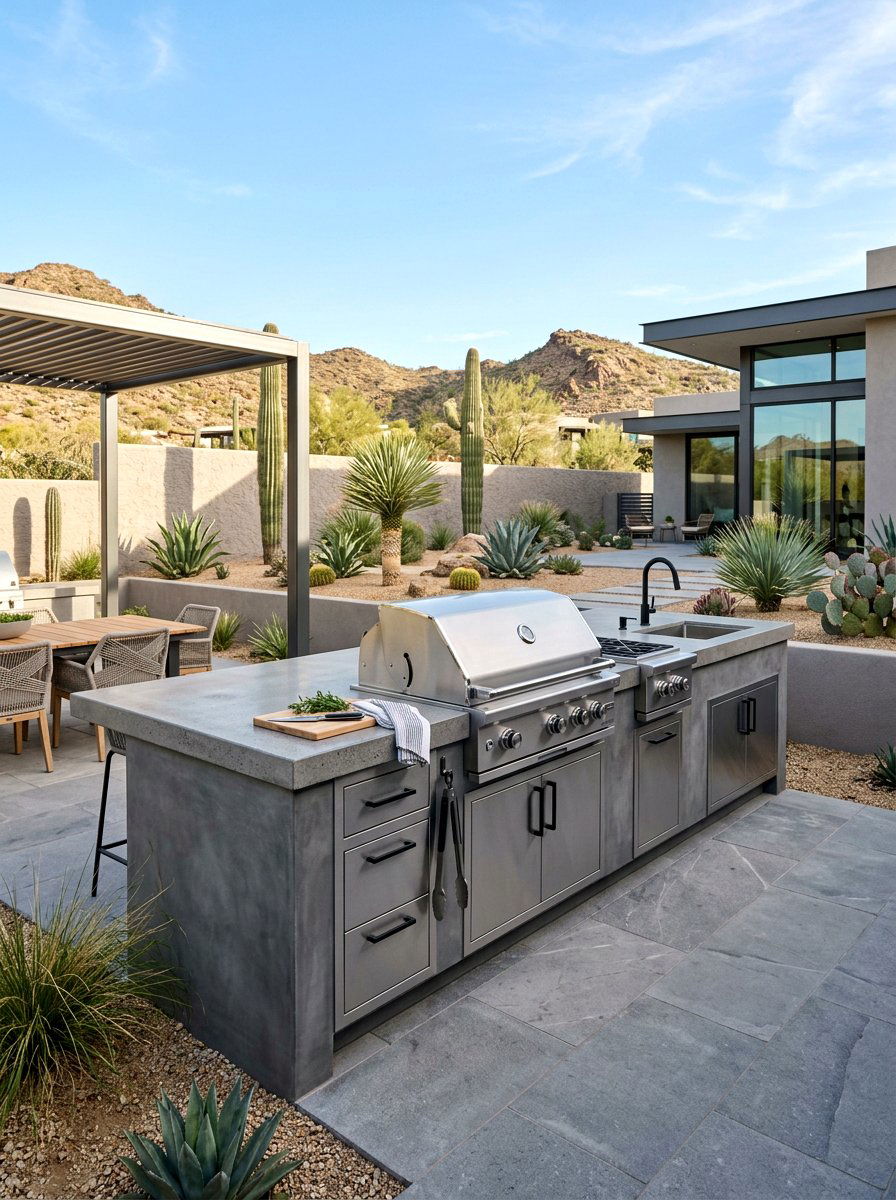Concrete Countertop Grill Station - 30 grill island ideas