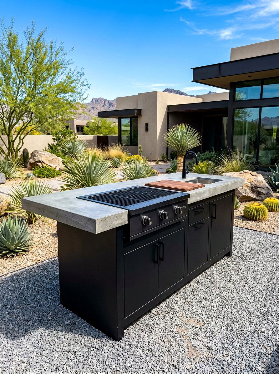 Concrete Countertop Grill Station - 30 backyard grill station ideas