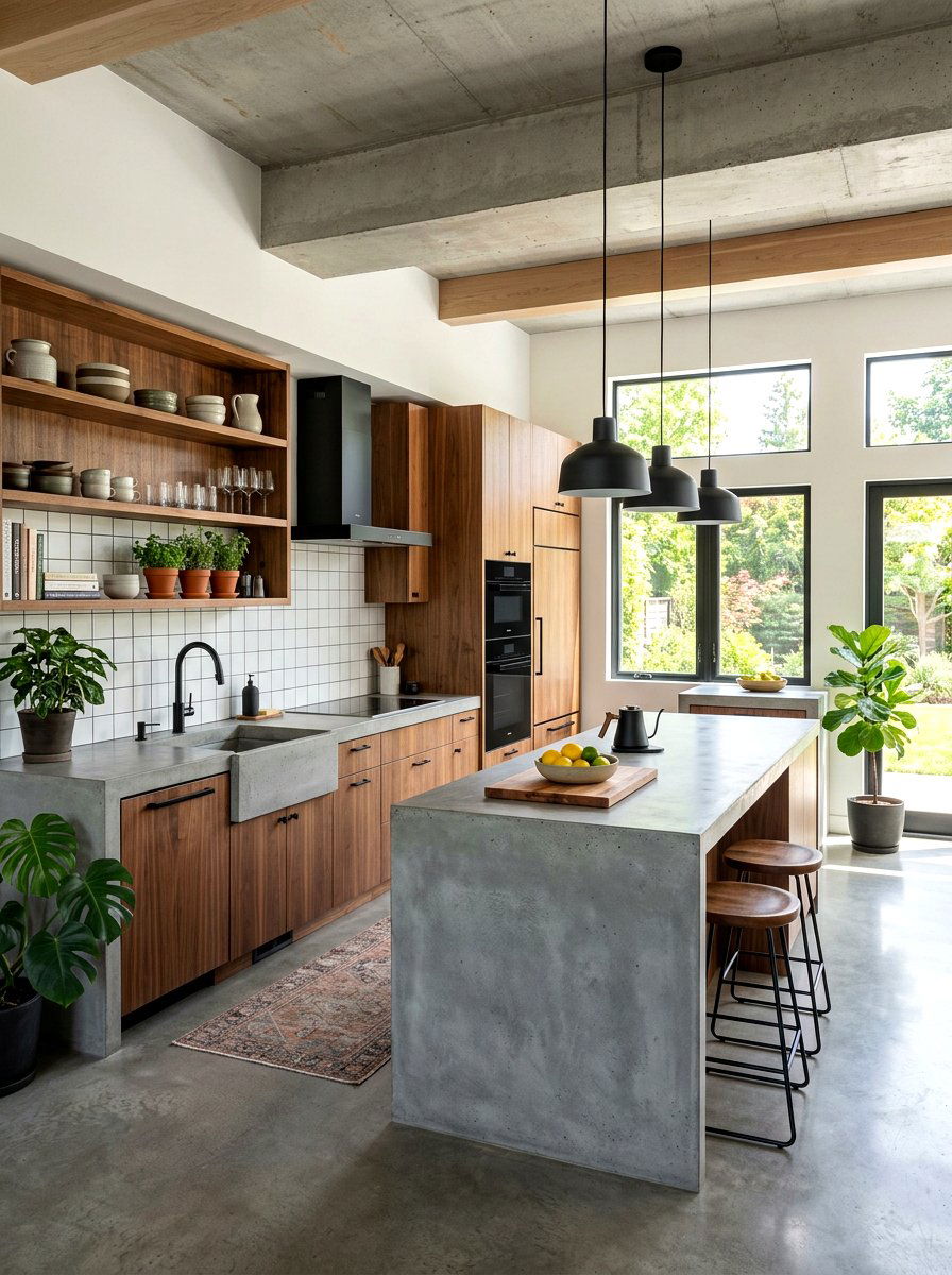 Concrete Countertop Kitchen Style - 30 modern rustic kitchen ideas