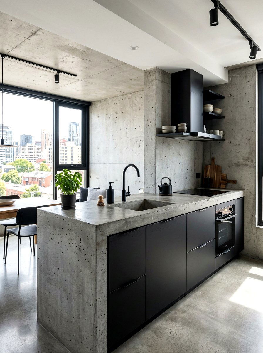 Concrete Countertop Kitchenette - 30 studio kitchenette ideas