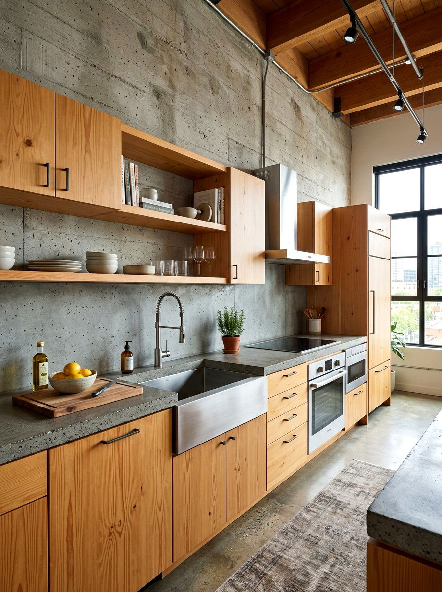 Concrete Countertop One Wall Kitchen - 30 one wall kitchen ideas