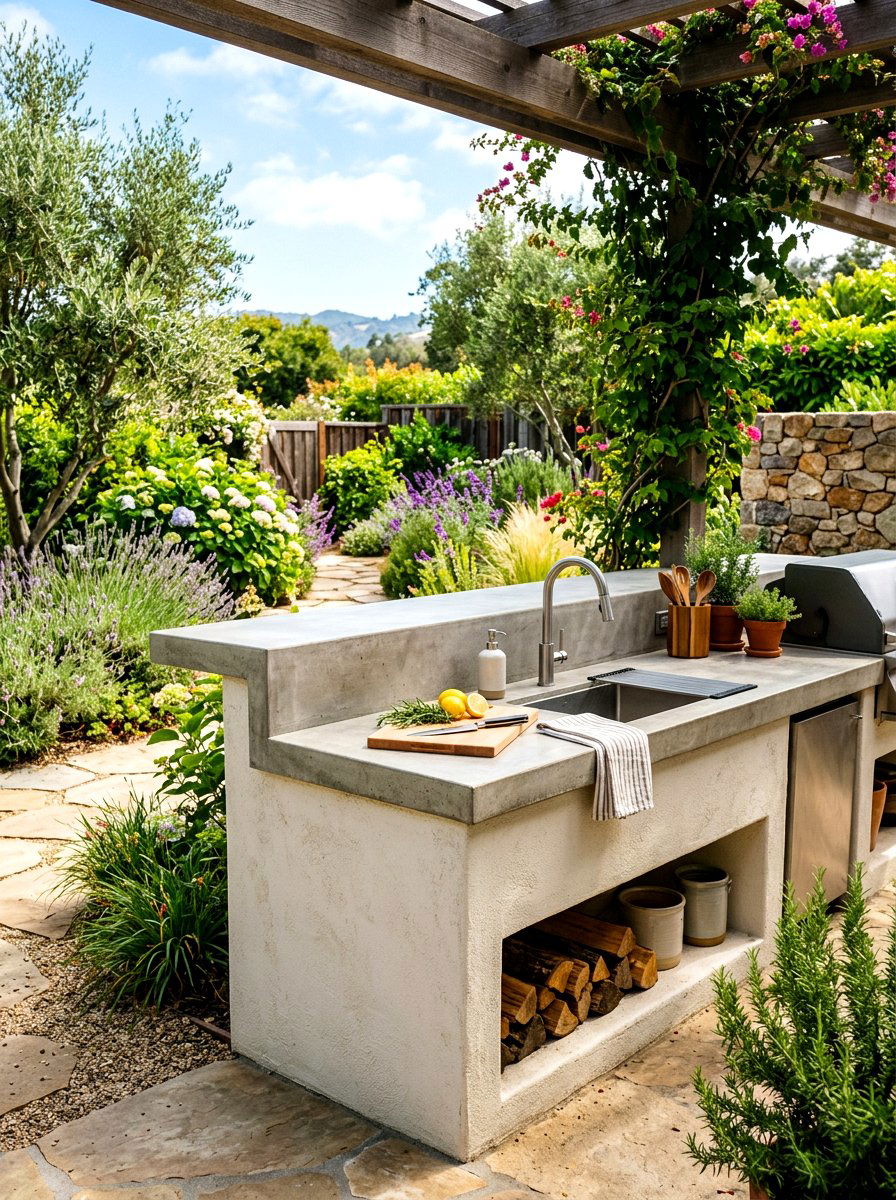 Concrete Countertop Station - 30 outdoor kitchen ideas