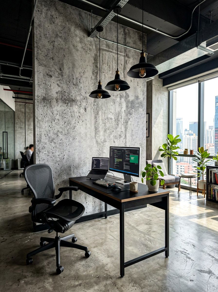 Concrete Effect Wallpaper - 30 office wallpaper ideas