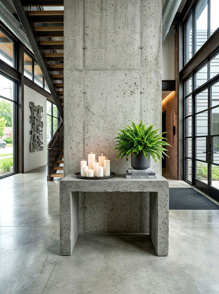 Concrete Entry Table - 30 small foyer table ideas