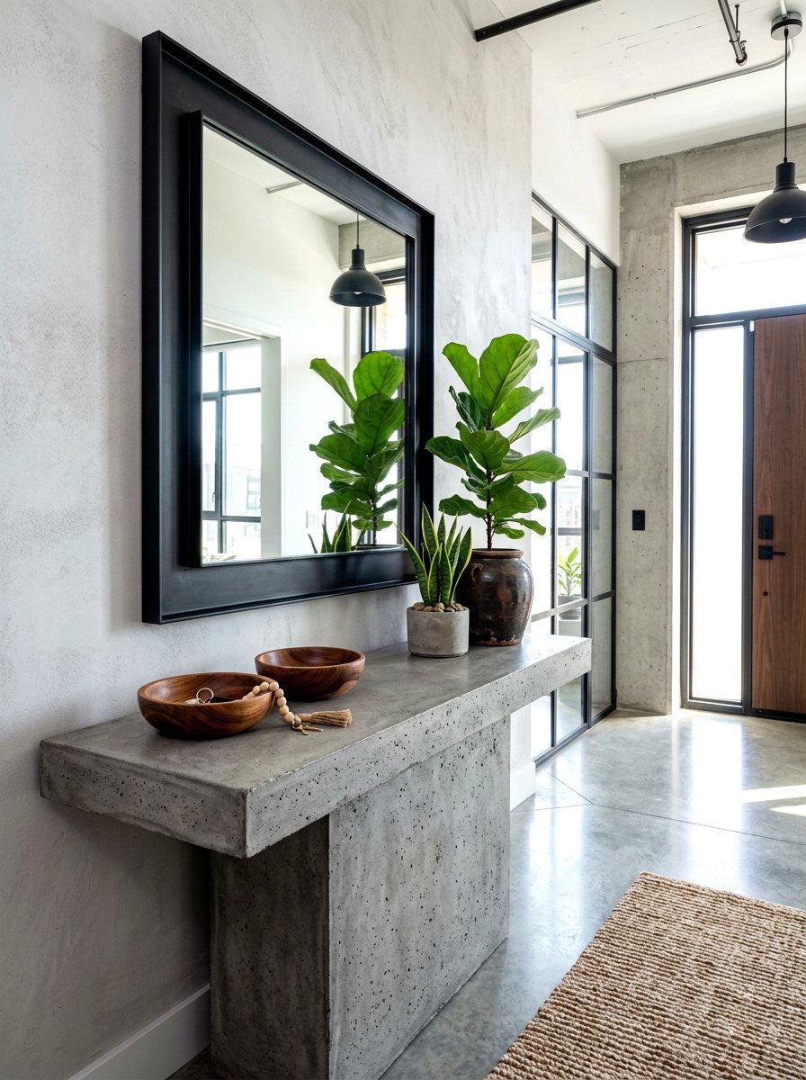 Concrete Entry Table - 30 everyday entry table decor ideas