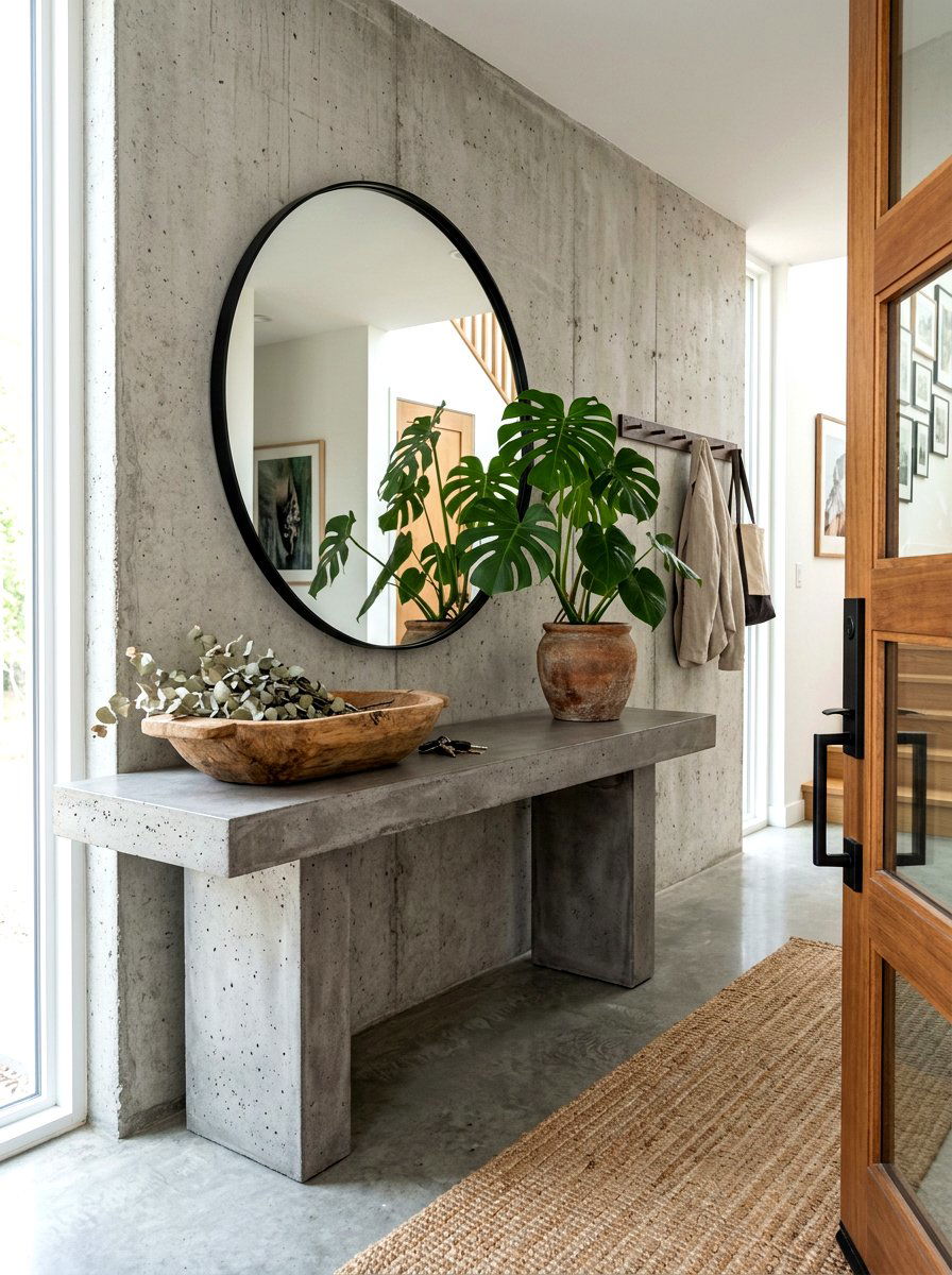 Concrete Entryway Console Table - 30 console table entry ideas