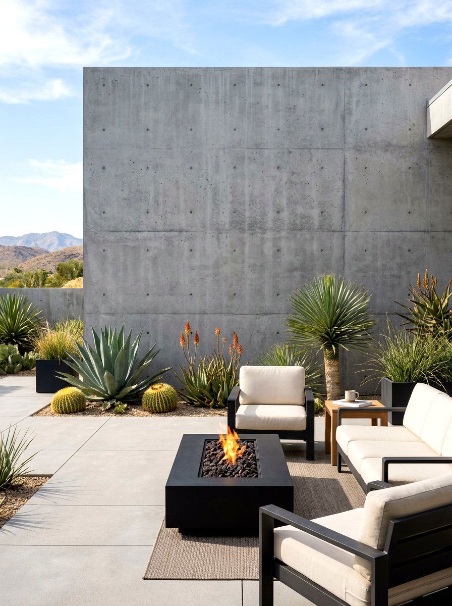 Concrete Finish - 30 patio accent wall ideas