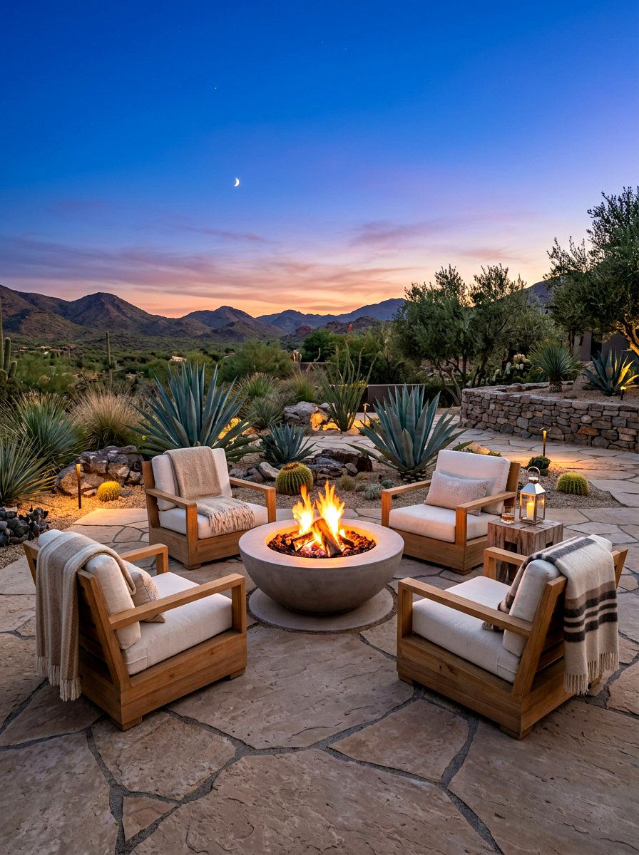 Concrete Fire Pit Area - 30 modern backyard lounge ideas
