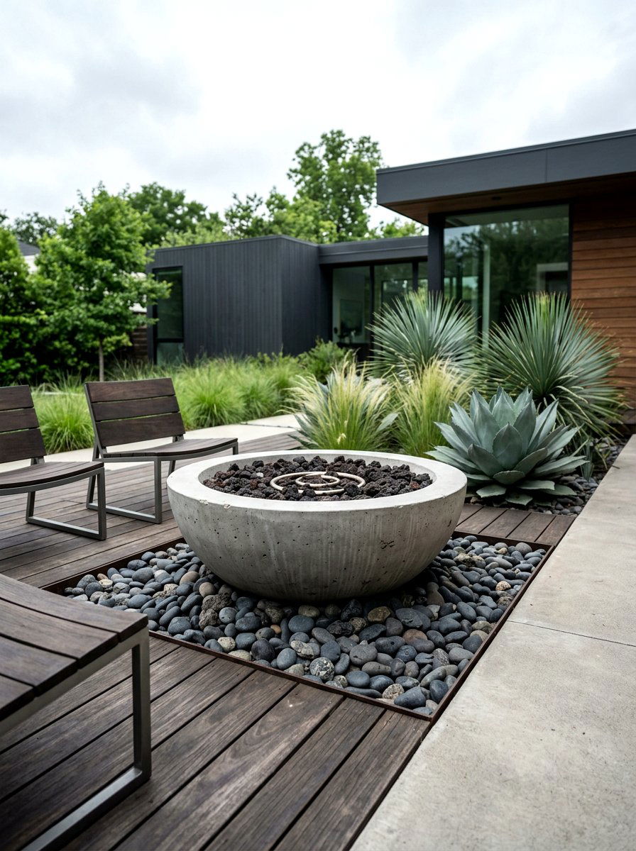 Concrete Fire Pit Bowl - 30 fire pit landscaping ideas