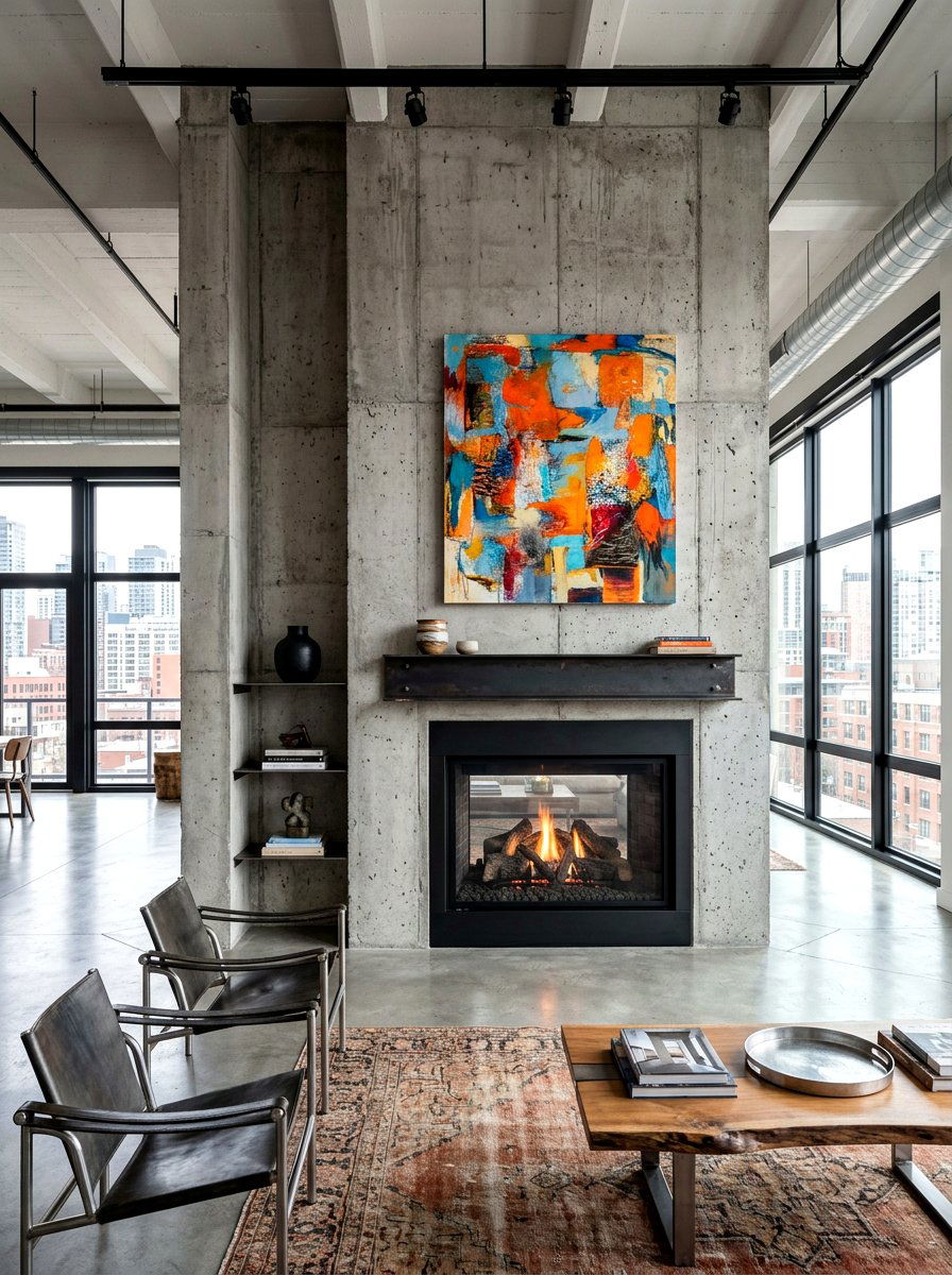 Concrete Fireplace Wall - 30 fireplace wall living room ideas