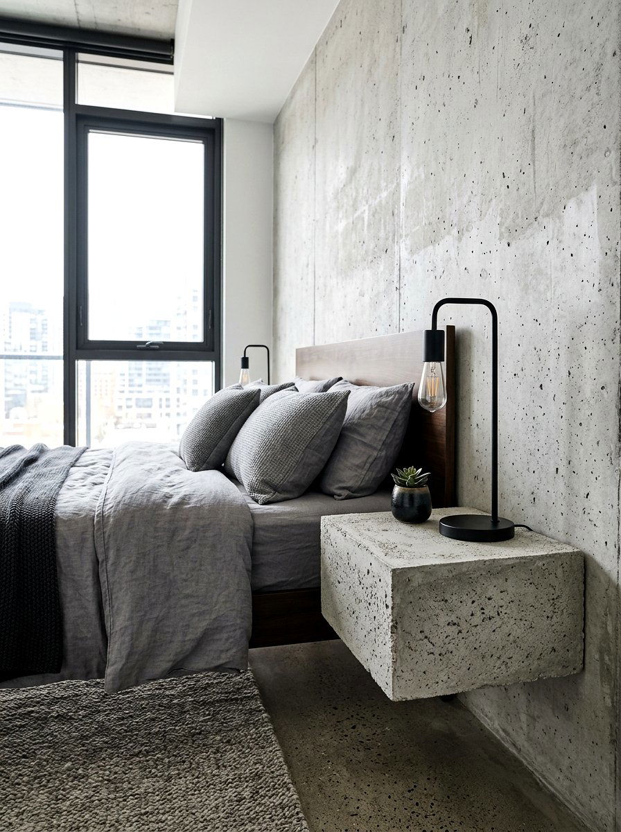 Concrete Floating Nightstand - 30 wall mounted nightstand ideas