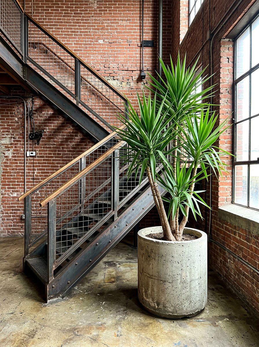 Concrete Floor Planter - 30 staircase plant corner ideas