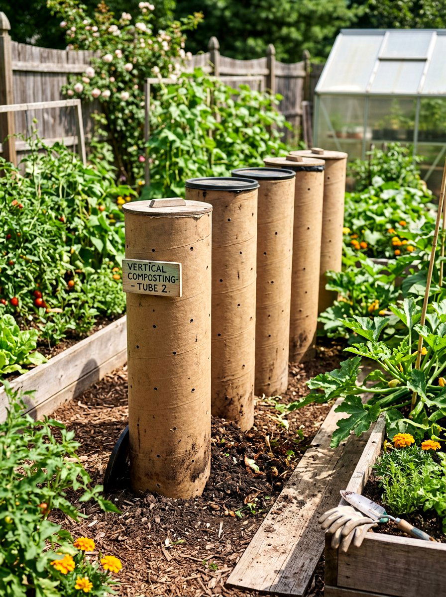 Concrete Form Compost Tube - 30 compost corner ideas