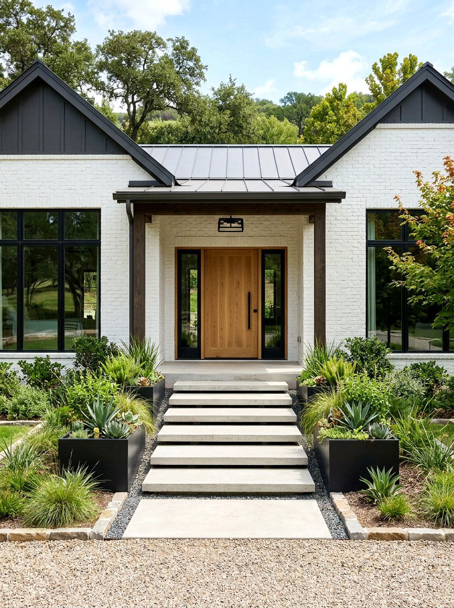 Concrete Front Steps - 30 modern farmhouse exterior ideas
