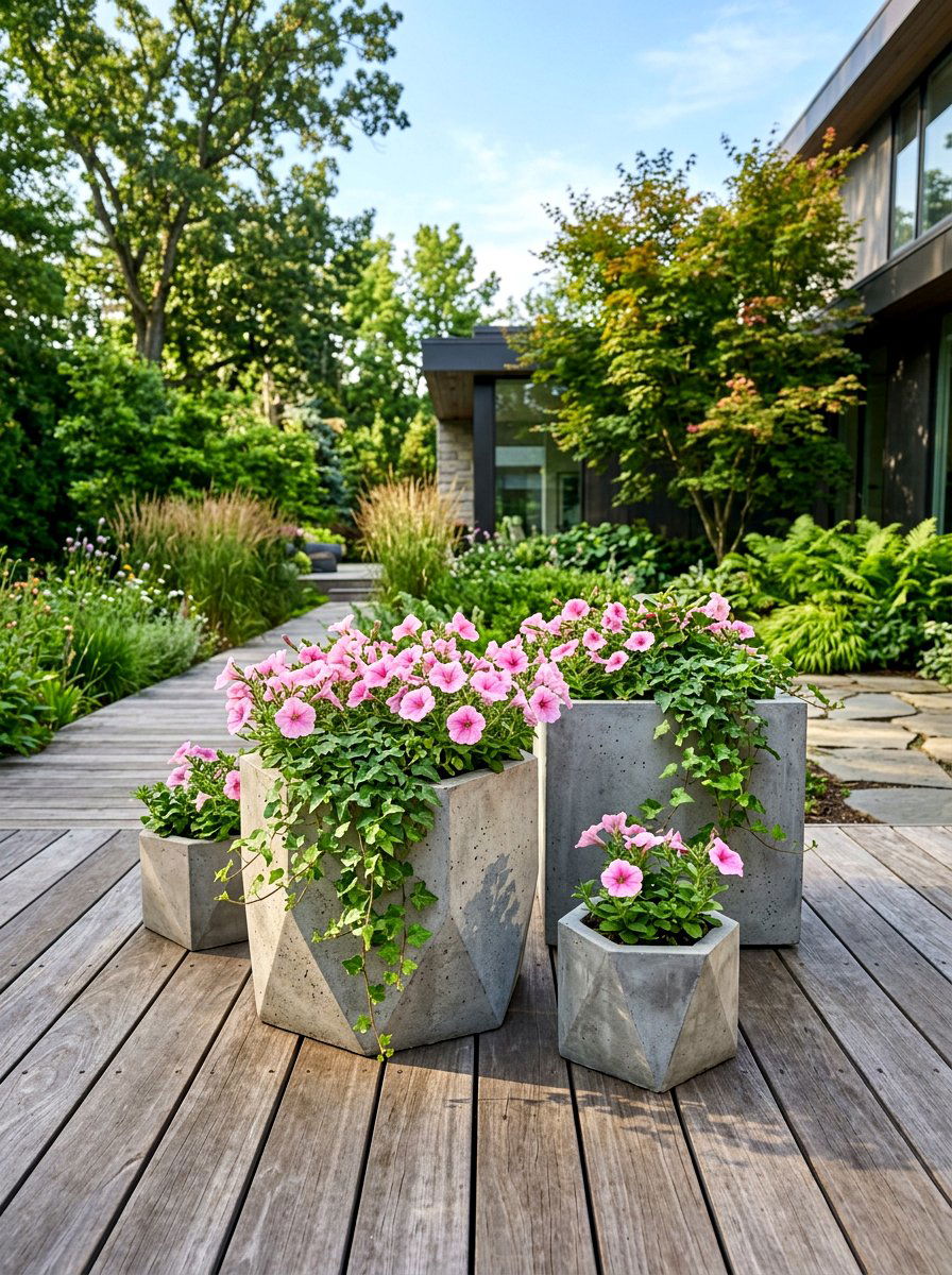 Concrete Geometric Pots - 30 modern container garden ideas