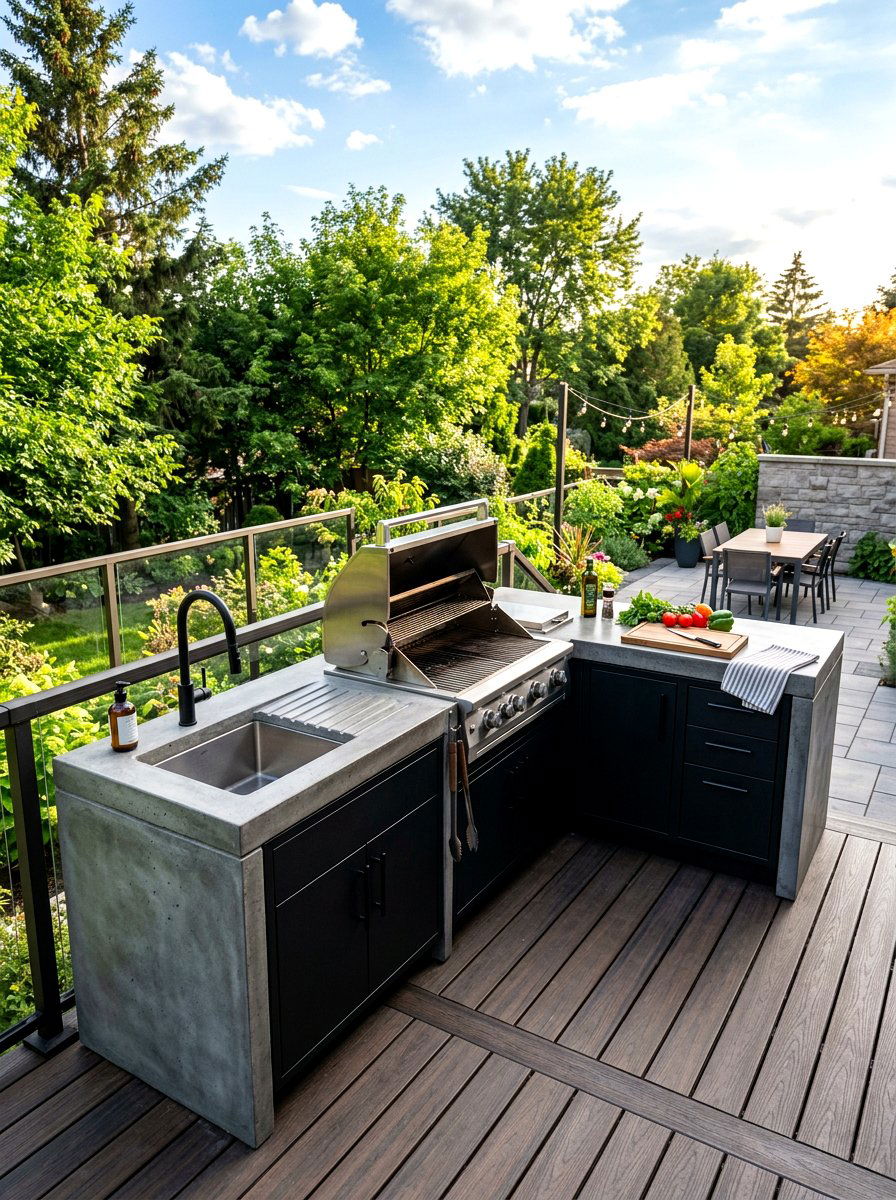 Concrete Grill Counter - 30 deck grill station ideas