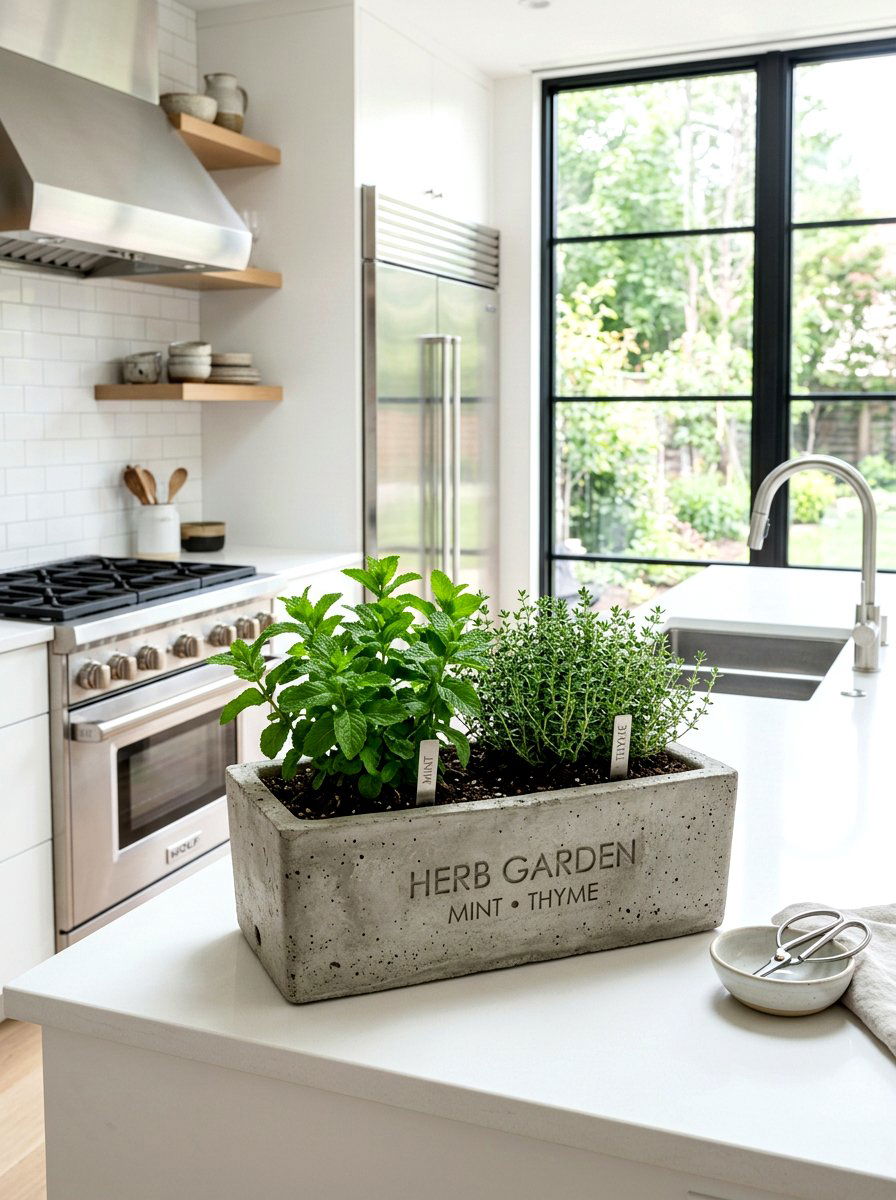 Concrete Herb Garden Container - 30 concrete planter ideas