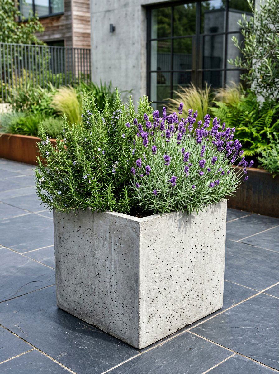 Concrete Herb Planter - 30 herb container garden ideas