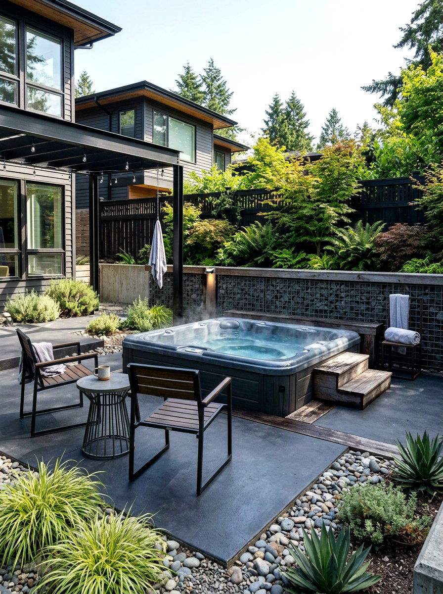 Concrete Hot Tub Patio - 30 hot tub patio ideas