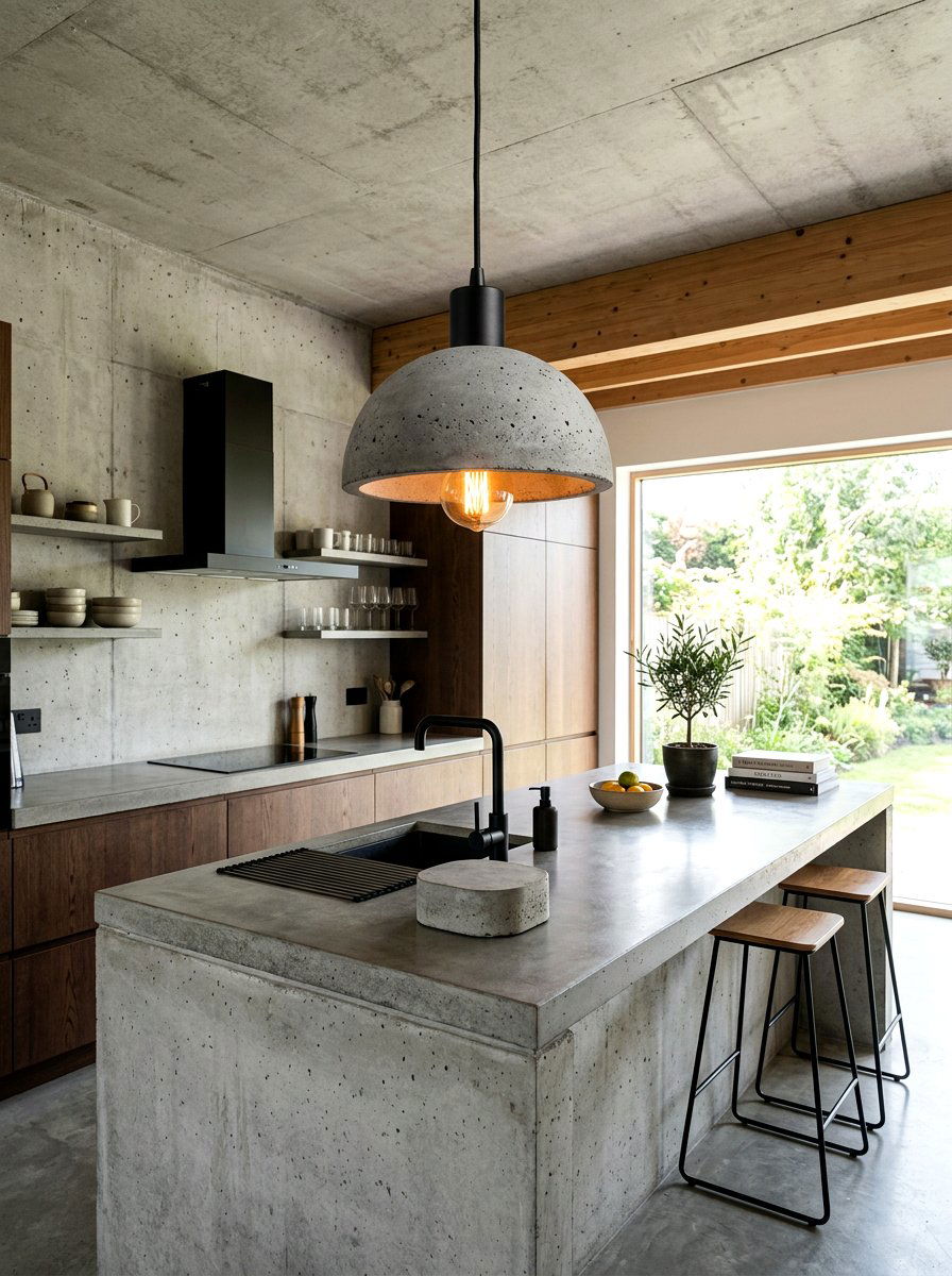Concrete Industrial Lamp - 30 mini lamp kitchen ideas