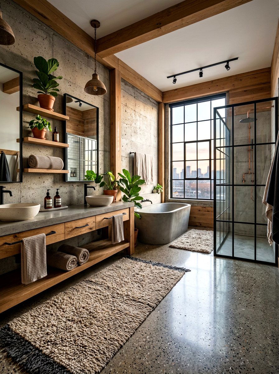Concrete Industrial Organic Modern Bathroom - 30 organic modern bathroom ideas