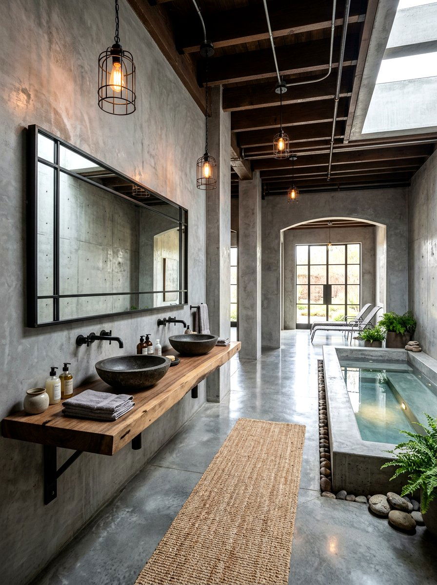 Concrete Industrial Spa - 30 spa hotel bath ideas
