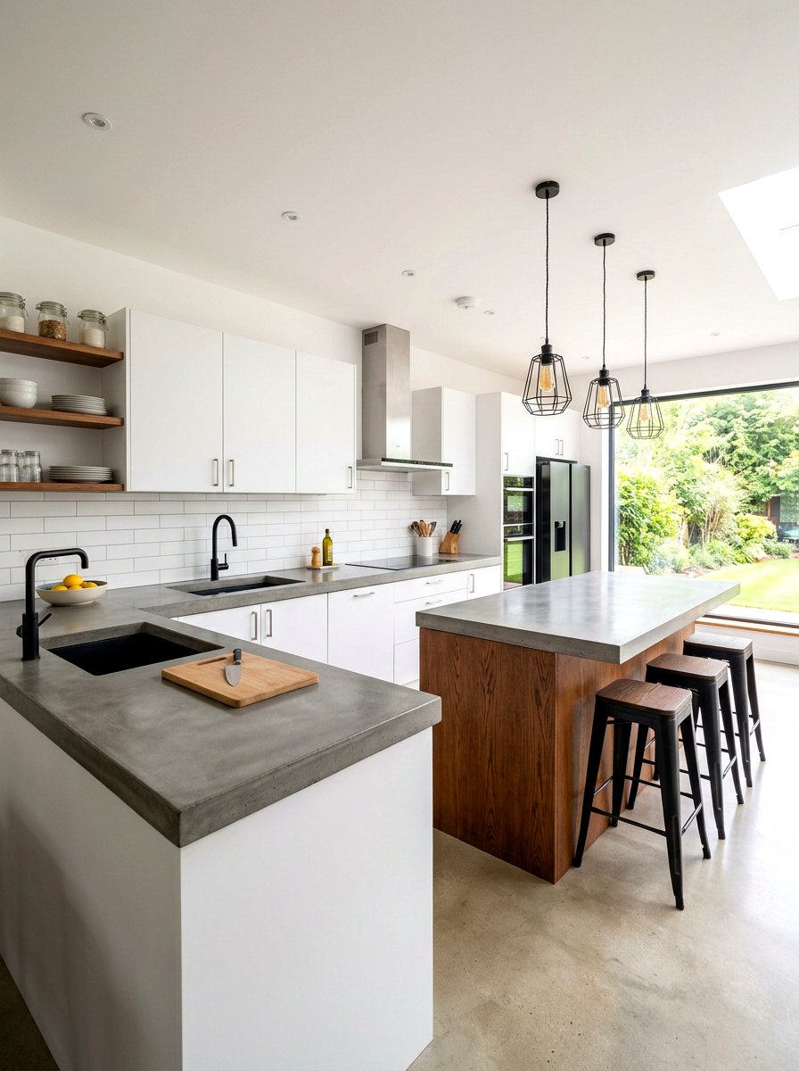 Concrete Kitchen Countertop - 30 modern farmhouse decor ideas