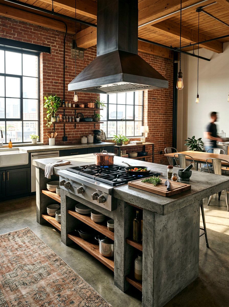 Concrete Kitchen Island With Gas Range - 30 kitchen island with cooktop ideas