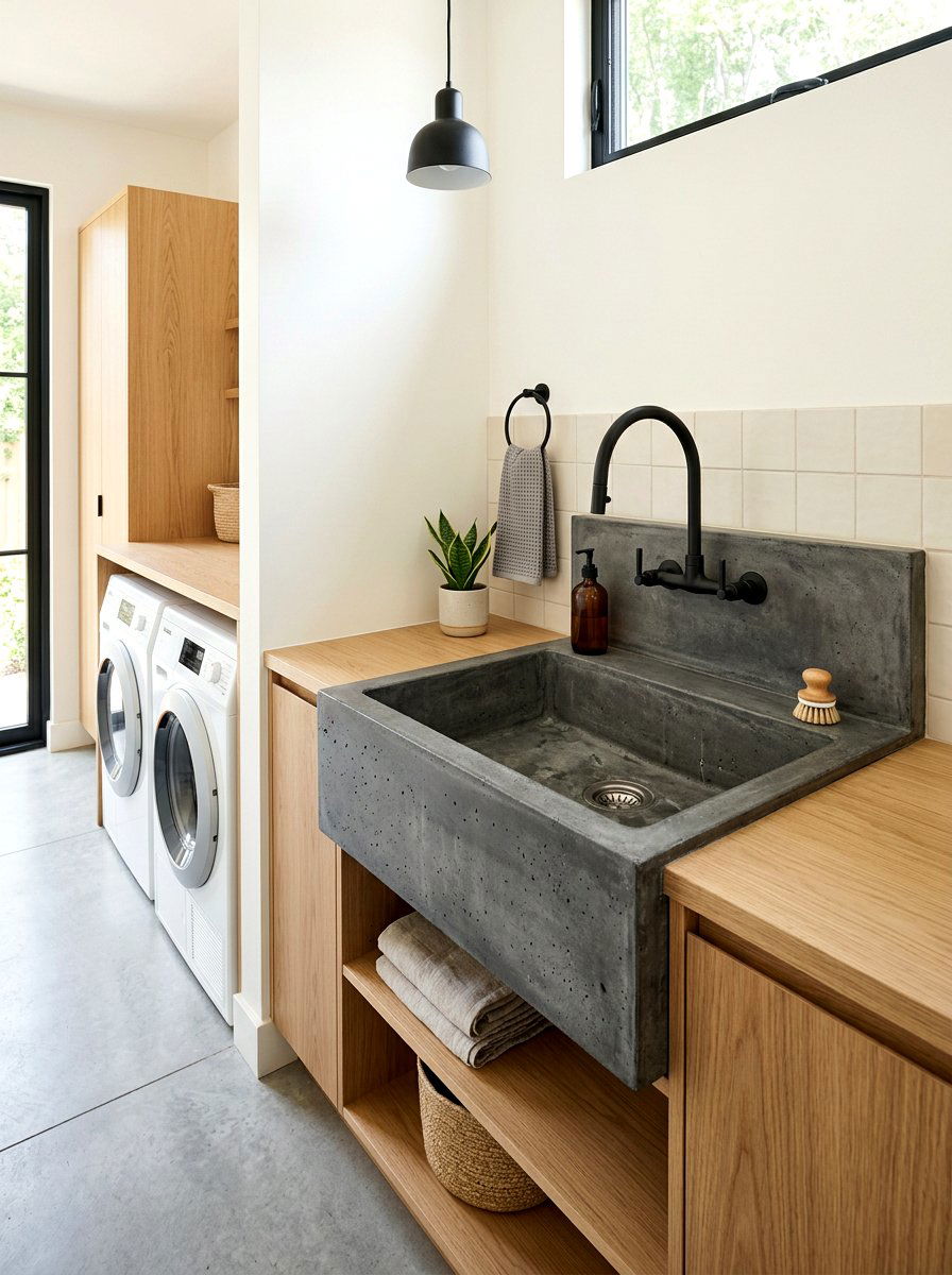 Concrete Laundry Sink - 30 laundry room sink ideas