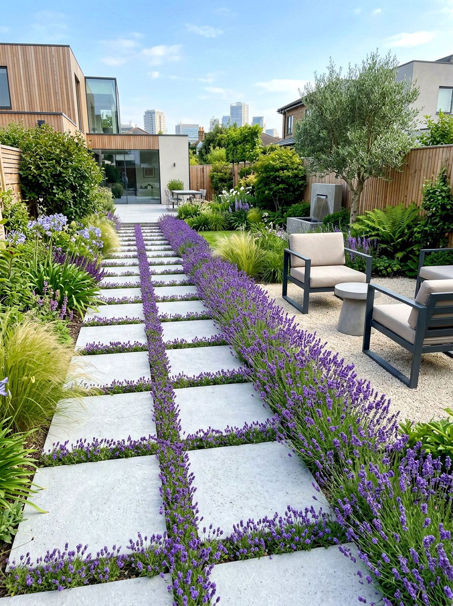 Concrete Lavender Walkway - 30 lavender walkway ideas