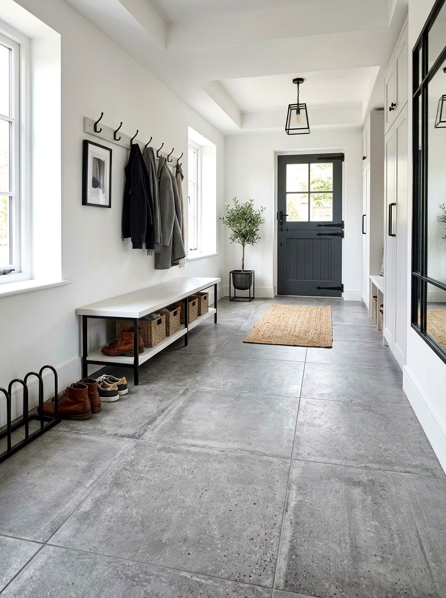 Concrete Look Mudroom Floor - 30 mudroom tile floor ideas