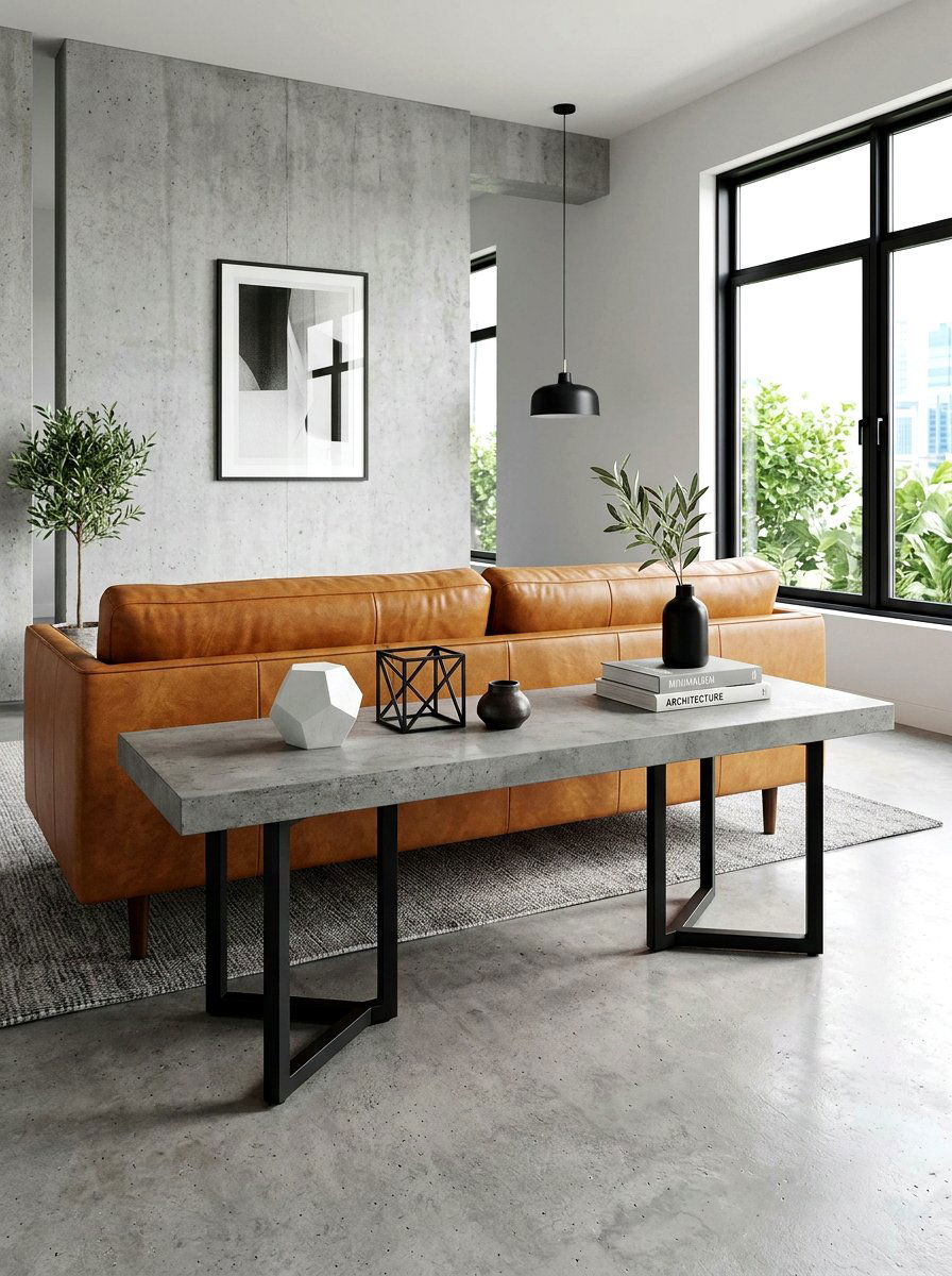 Concrete Look Sofa Table - 30 sofa table ideas
