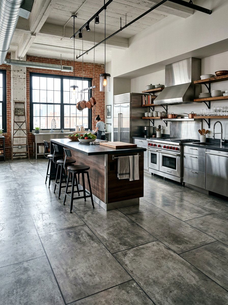 Concrete Look Vinyl Tile - 30 peel and stick floor ideas
