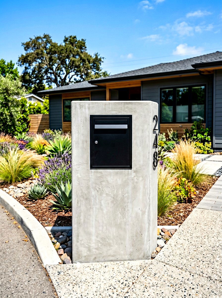Concrete Mailbox Pillar - 30 mailbox curb appeal ideas