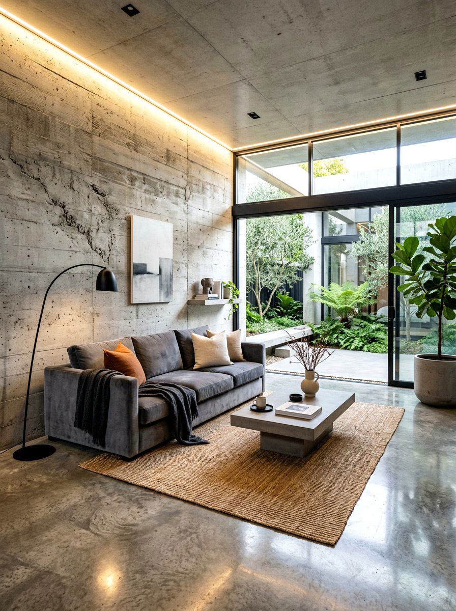Concrete Minimalist Living Room - 30 minimalist living room decor ideas
