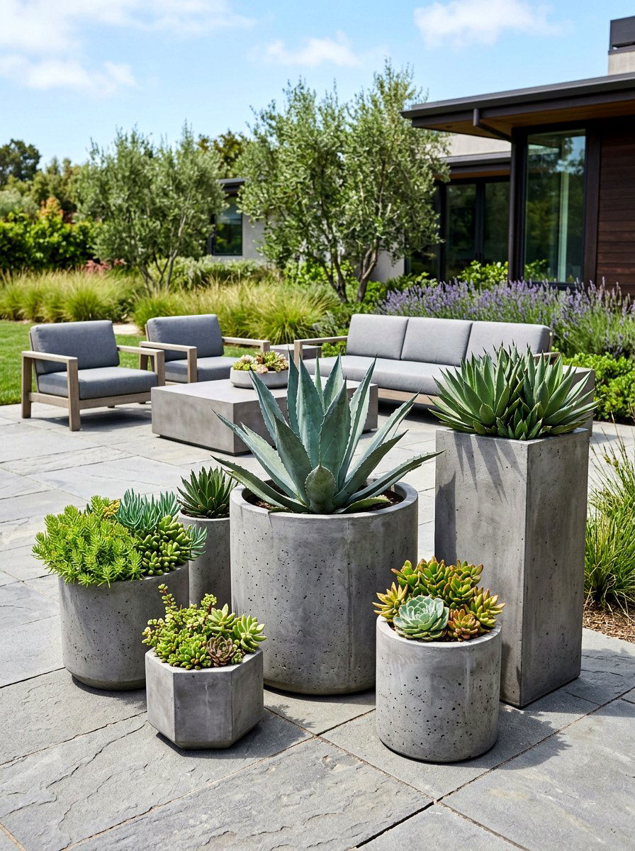 Concrete Minimalist Pot - 30 succulent planter ideas