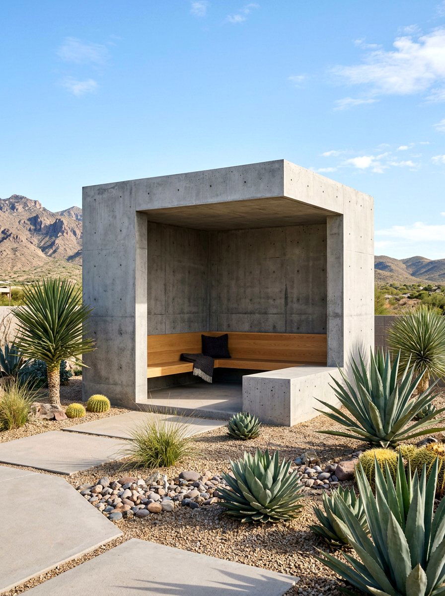 Concrete Modernist Shelter - 30 outdoor changing room ideas