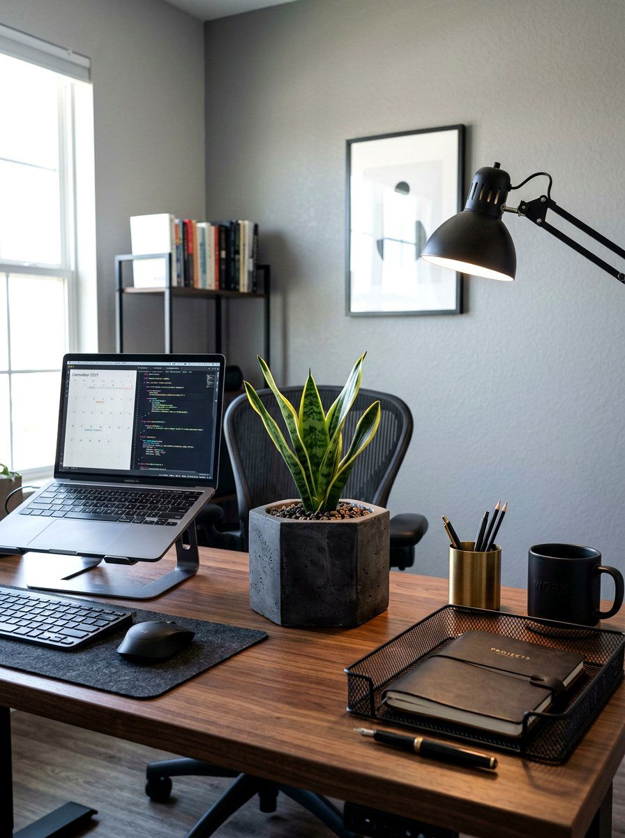 Concrete Office Desk Planter - 30 small planter ideas