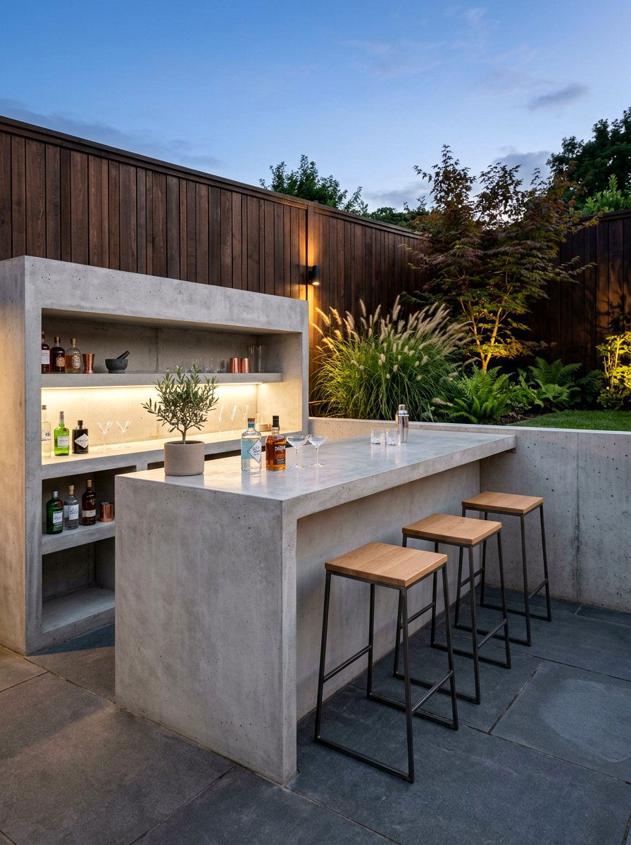 Concrete Outdoor Bar - 30 outdoor bar ideas