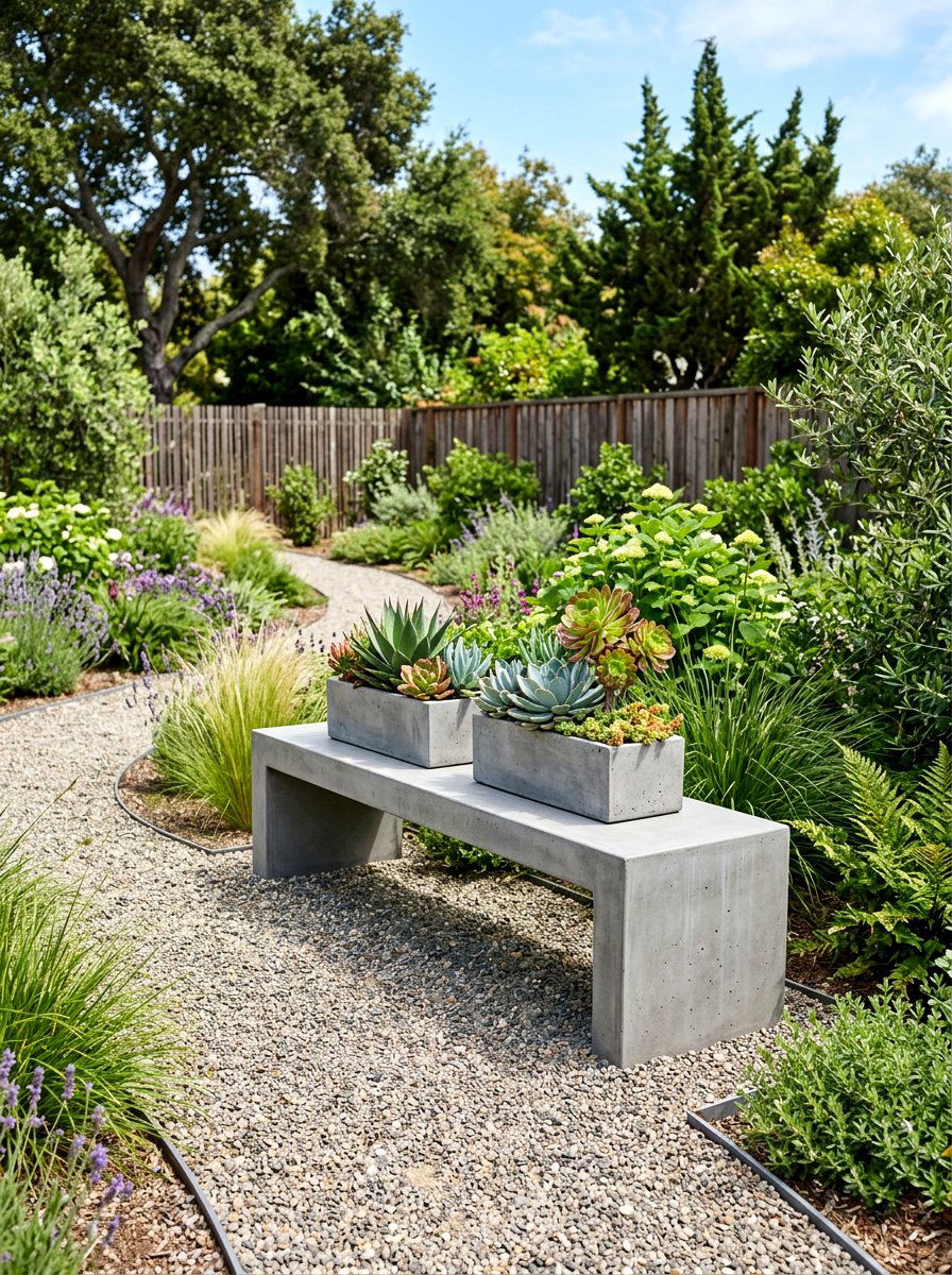Concrete Outdoor Bench - 30 front porch bench ideas