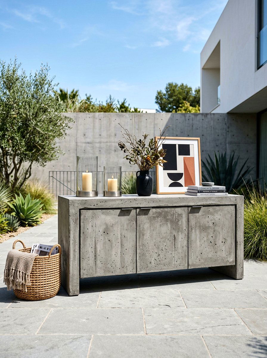 Concrete Outdoor Credenza - 30 outdoor sideboard ideas