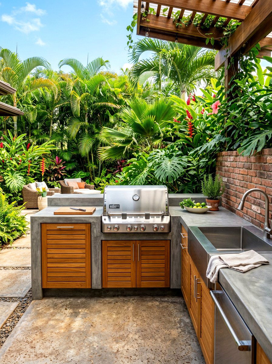 Concrete Outdoor Kitchen - 30 tropical patio ideas