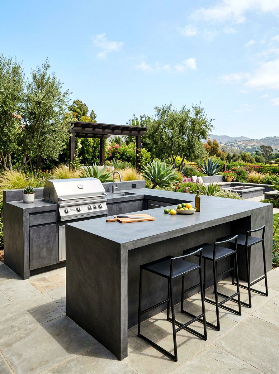 Concrete Outdoor Kitchen - 30 outdoor kitchen lounge ideas
